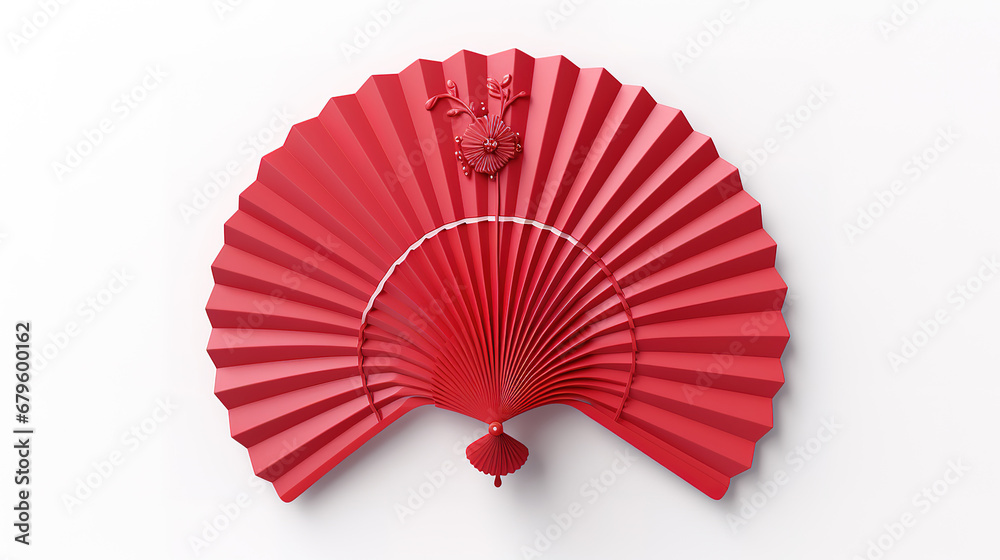 Chinese paper fan umbrella on white background, Design creative concept of chinese festival. generative ai - obrazy, fototapety, plakaty 