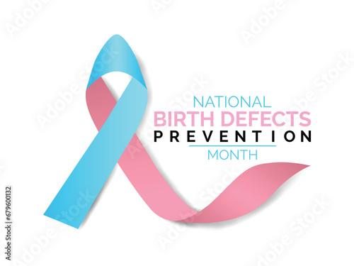 Birth Defects Awareness Month Vector Illustration. Banner, poster, card, background design with ribbon and show shadow design.