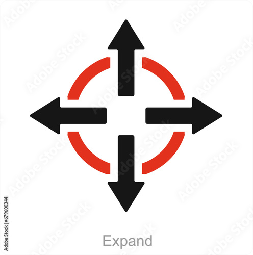 Expand and arrow icon concept 
