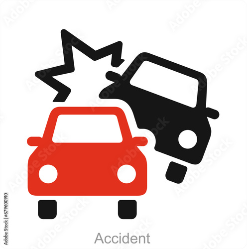 Accident and car icon concept 