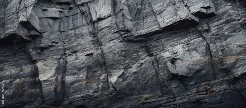 Fototapeta premium A Majestic Mountain with a Striking Rock Face, Surrounded by Serene Waters Created With Generative AI Technology