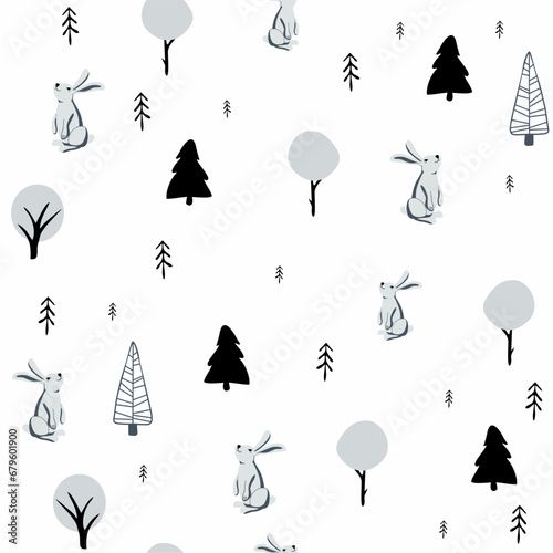 Cute animals winter pattern