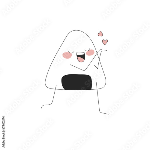 Sticker of a cute onigiri lover in a nori bikini on a white background