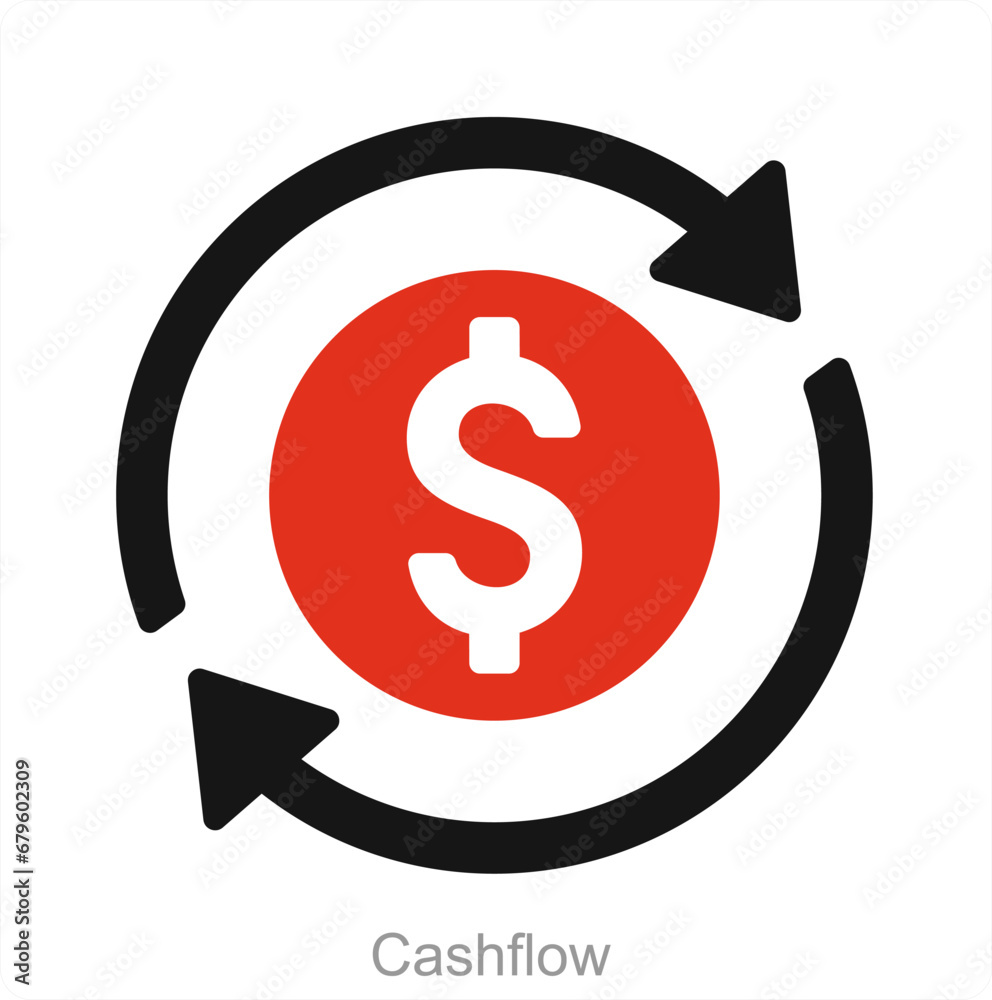 Cashflow and cash icon concept 