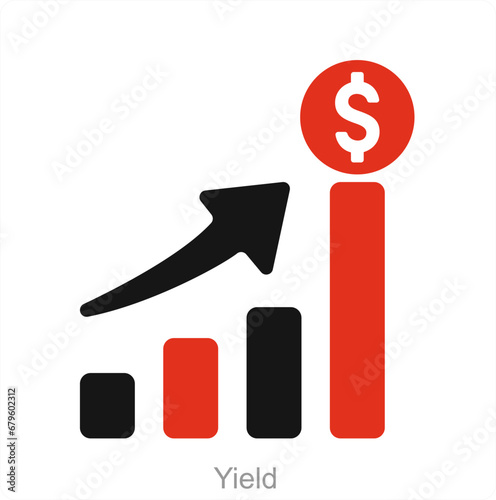 Yield and stock icon concept