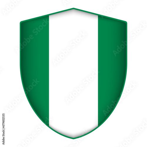 Nigeria flag in shield shape. Vector illustration. Free Download Nigeria flag in shield shape. Vector illustration. - GFXLoad
