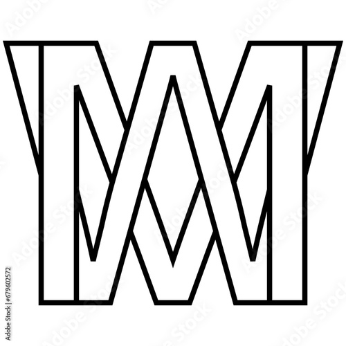 Logo sign mw wm icon double letters logotype m w