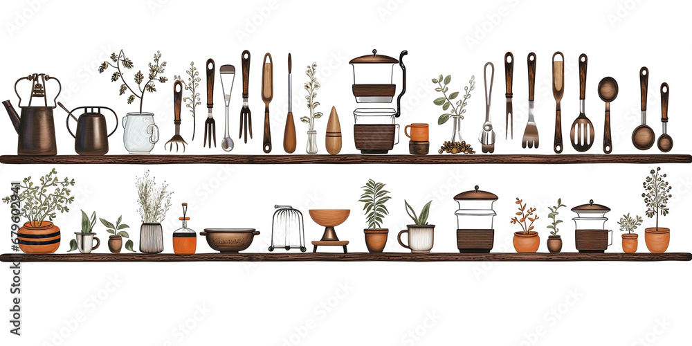Collection Of Kitchen Set Tool Border On Transparent Background