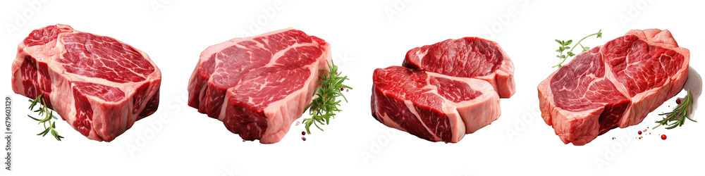 Raw fresh beef steak  Hyperrealistic Highly Detailed Isolated On Transparent Background Png File