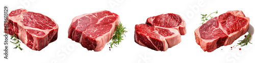 Raw fresh beef steak  Hyperrealistic Highly Detailed Isolated On Transparent Background Png File photo