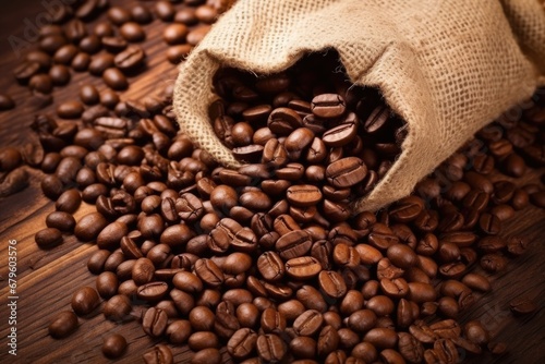 coffee beans in a burlap sack © altitudevisual