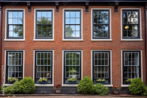 symmetry of windows in a colonial brick house