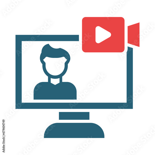 Broadcaster Glyph Two Color Icon Design