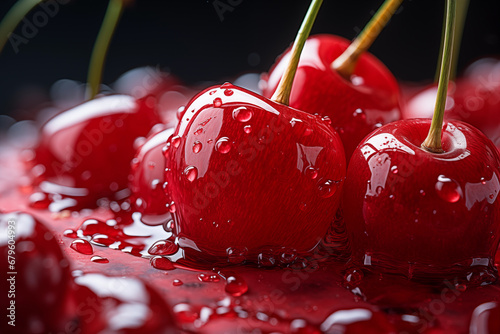 Close-up of maraschino cherries. Generative AI photo