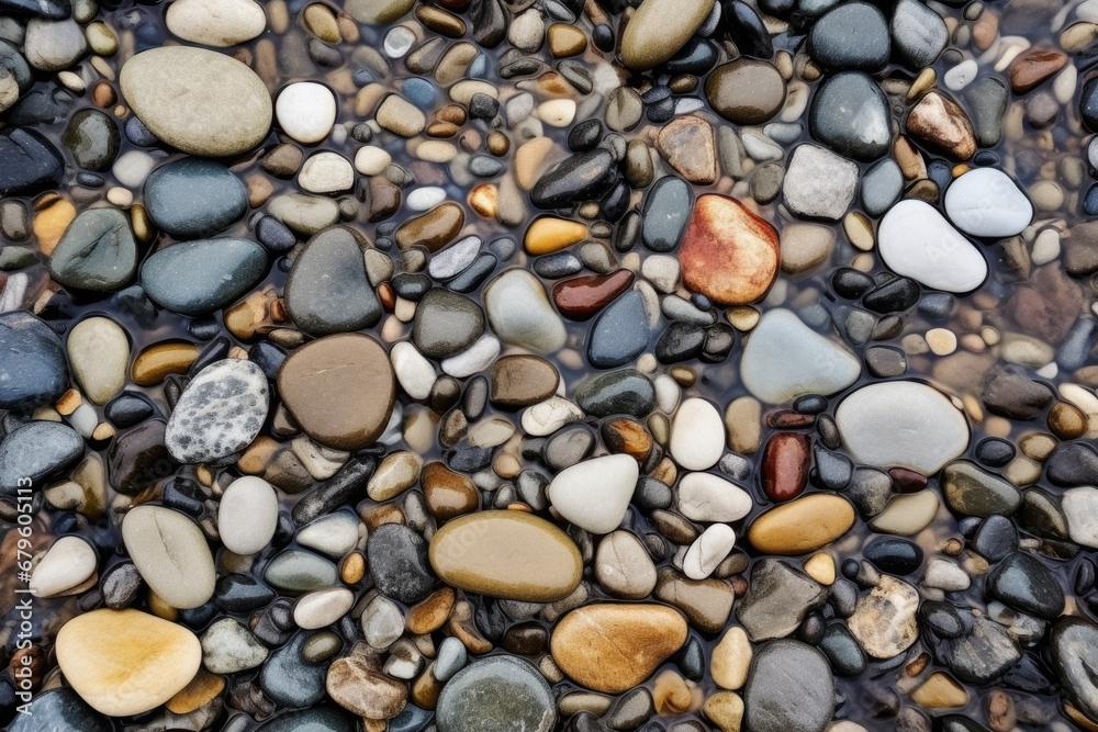 macro shot of pebbles in a river bed