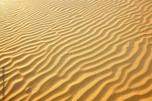 close-up of sunlit golden desert sand dunes