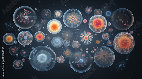 Generative AI illustration of microorganisms forming