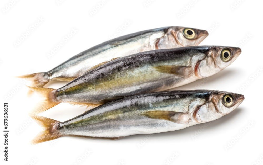 Fresh sardines isolated on white background.