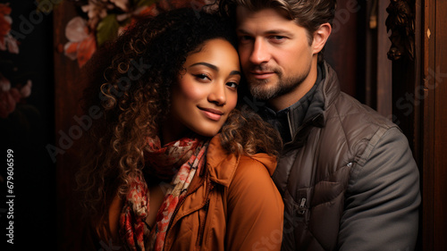 young couple of african american man and woman in love