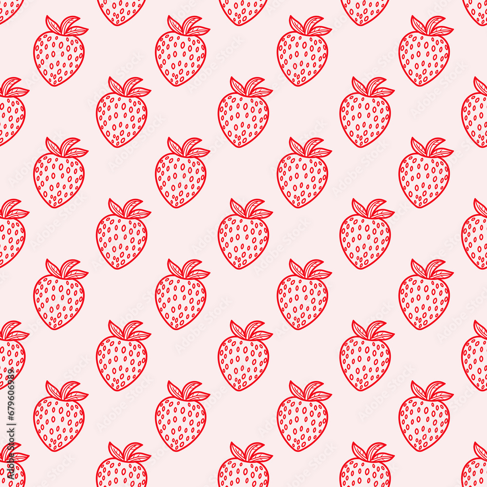 Seamless strawberry pattern. Summer background with pink berries Seamless strawberry pattern. Summer background with pink berries