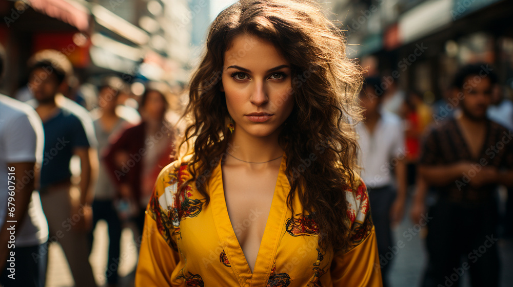portrait of a young beautiful girl on the street