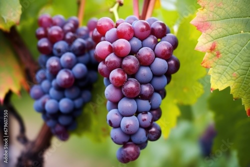 macro photo of ripe wine grapes on a vine