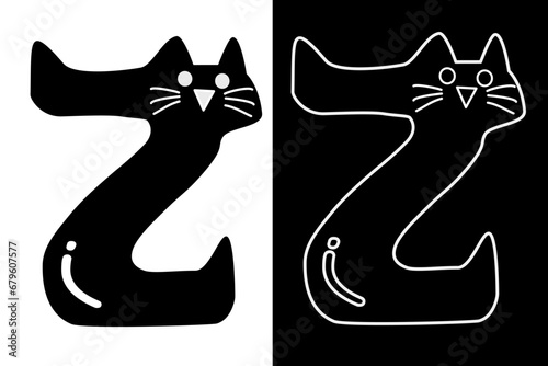 letter Z and cat alphabet vector design for icon, symbol or logo. Z initial logo. suitable for pet shop logo