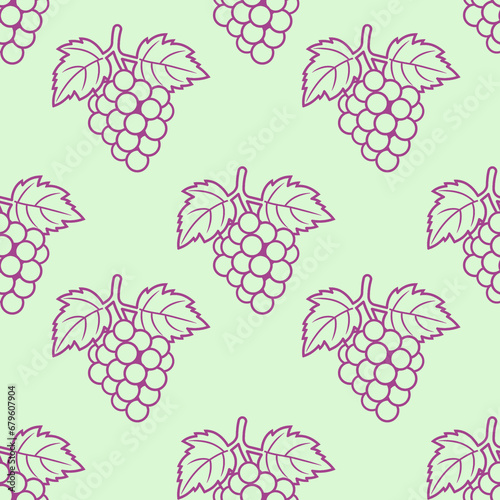 Grape seamless pattern background. Hand drawn  illustration fruit. Eating healthy and vegan food.Doodle