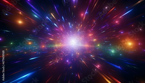 Mit Lichtgeschwindigkeit durchs All Wallpaper / Buntes Galaxie Poster / Buntes Licht im Kosmos / Lichtspuren im Weltall / Ki-Ai generiert