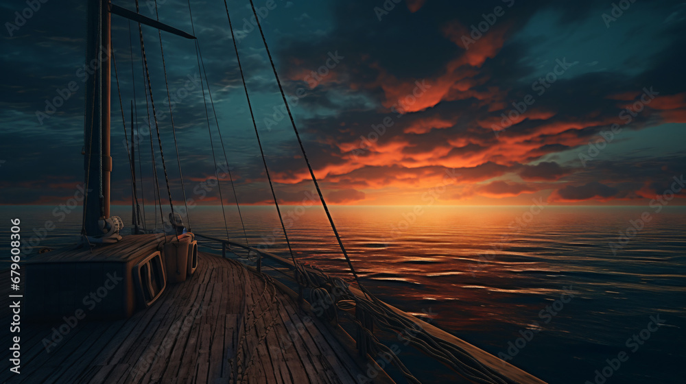 Generative AI illustration of scenic view of sailboat