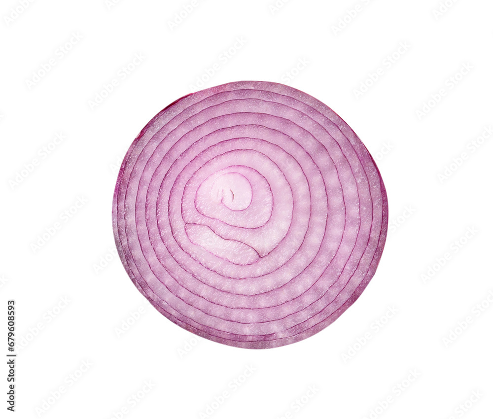 Top view of fresh red or purple onion half isolated on white background with clipping path Top view of fresh red or purple onion half isolated on white background with clipping path