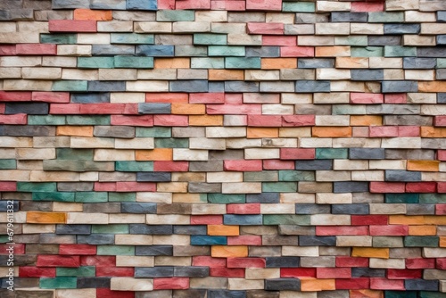multi-colored brick wall textured shot