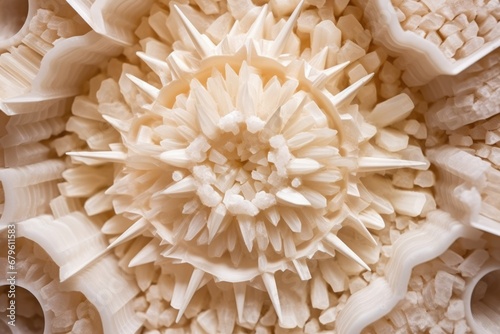gypsum rosette crystal structure in white and sand color photo