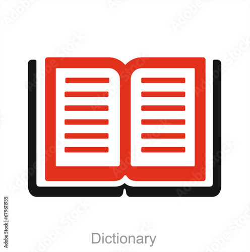 Dictionary and data icon concept