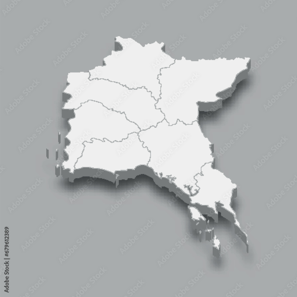 3d isometric map Eastern Region of Thailand 3d isometric map Eastern Region of Thailand