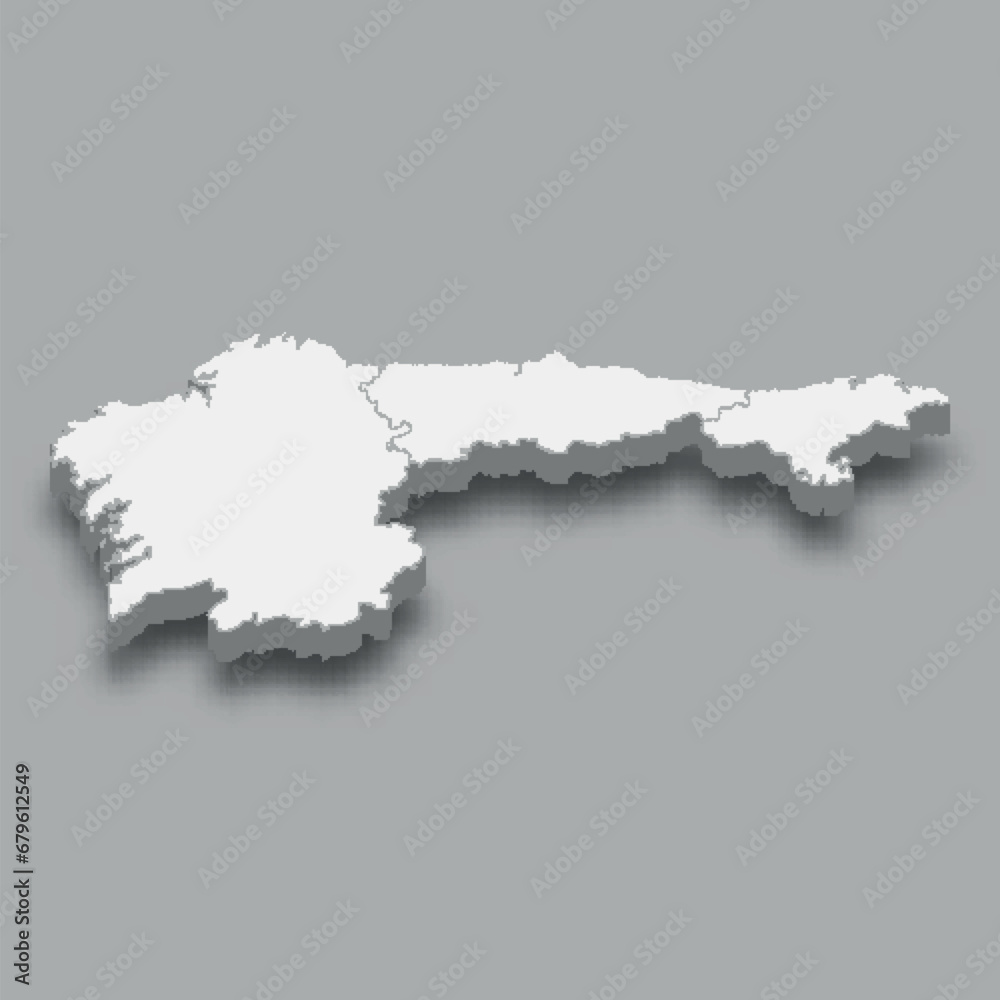 3d isometric map North-West Region of Spain 3d isometric map North-West Region of Spain