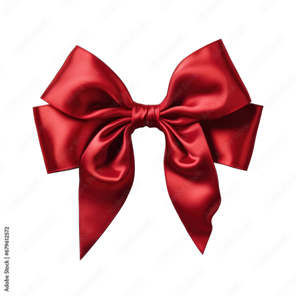 Holly berry red velvet bow and ribbon isolated on transparent background Holly berry red velvet bow and ribbon isolated on transparent background