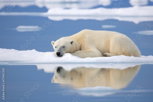white polar bear on a diminished ice cap