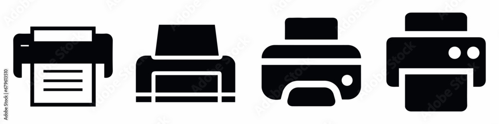 Set of printer icons. Printer or fax symbol, print. Desktop printer and document. Printing sign. Vector. Set of printer icons. Printer or fax symbol, print. Desktop printer and document. Printing sign. Vector.
