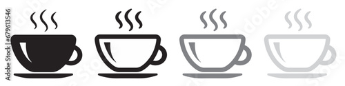 Cup cofee icon. Silhouette tea cup symbol, espresso sign in vector flat photo