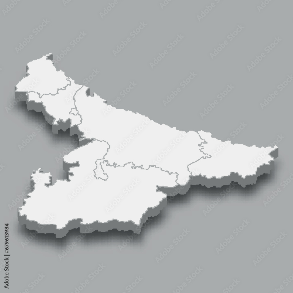 3d isometric map The Plains Region of India 3d isometric map The Plains Region of India