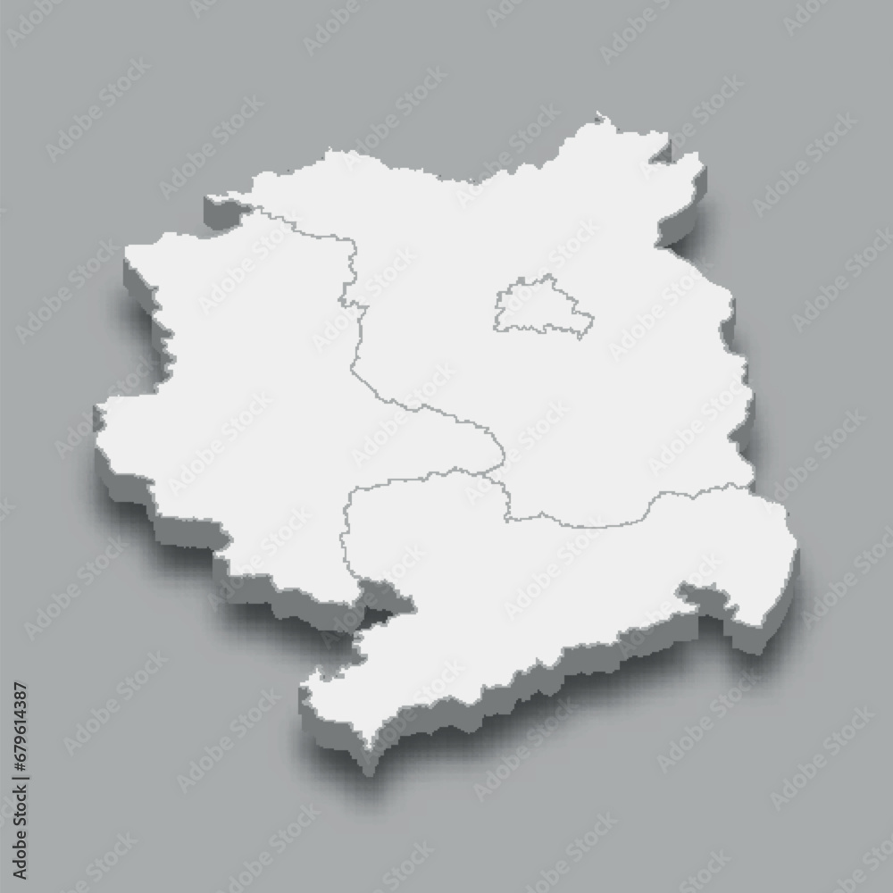 3d isometric map Eastern Region of Germany