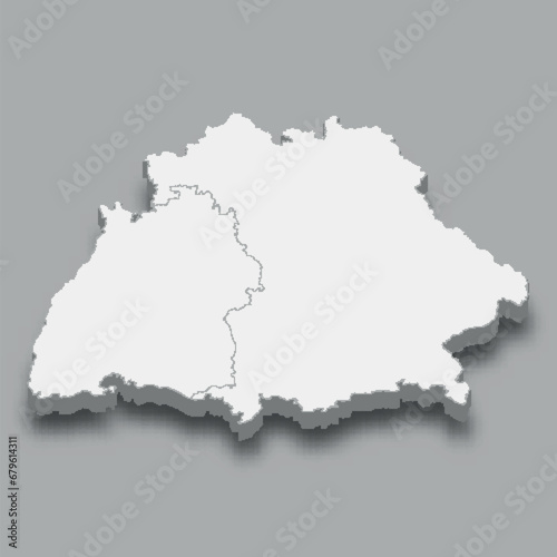 3d isometric map Southern Region of Germany