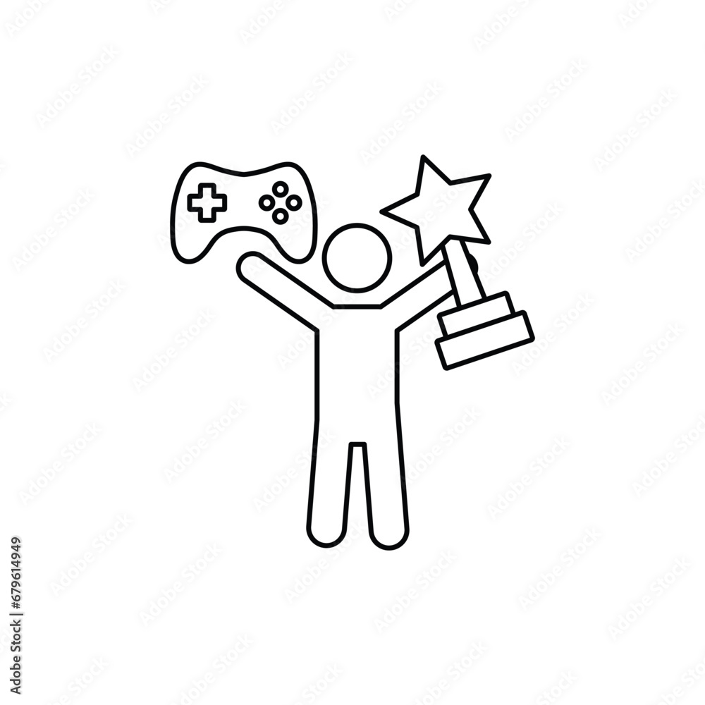 video game winner icon vector with trophy Cybersport icon video game winner icon vector with trophy Cybersport icon
