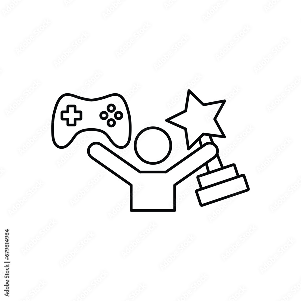 video game winner icon vector with trophy Cybersport icon video game winner icon vector with trophy Cybersport icon