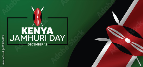 Kenya Jamhuri Day 12 December waving flag vector poster