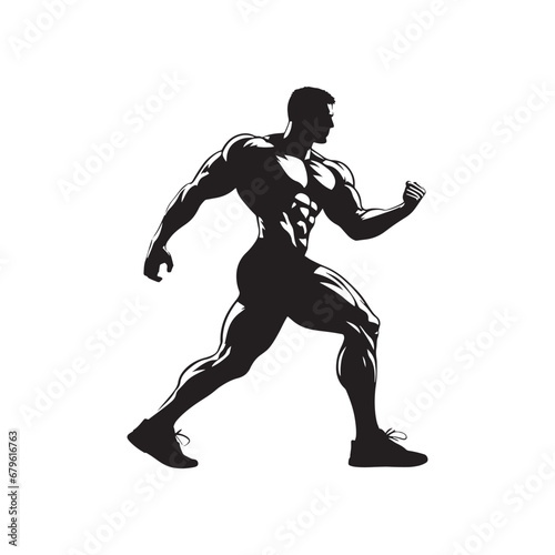 Silhouette of a Gym Gladiator - A Visually Impactful Image Illustrating the Gladiator-Like Determination and Strength of a Fitness Enthusiast.