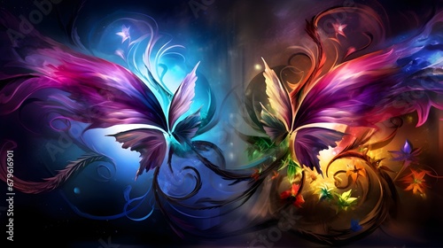 Surreal Abstract Composition of Vividly Colored Butterfly Wings