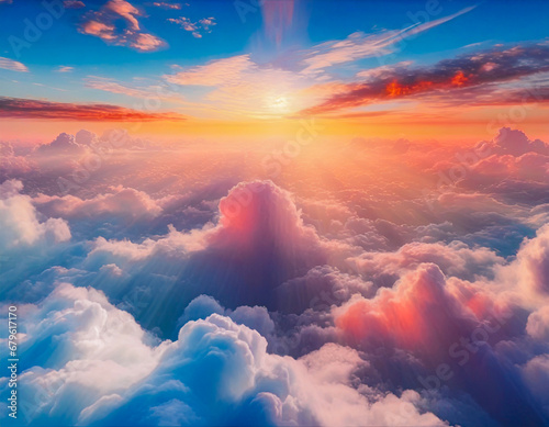 colorful sky with clouds from above ai generated art
