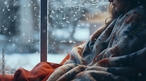 blanket infront of an window 